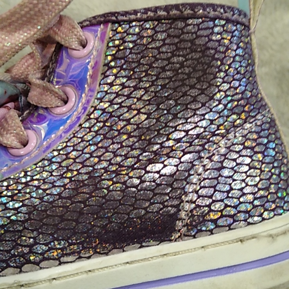Jojo Siwa Mermaid Shoes. Little Girls Sz 8. Purple, Pink, Sliver Shimmer. - Picture 10 of 11